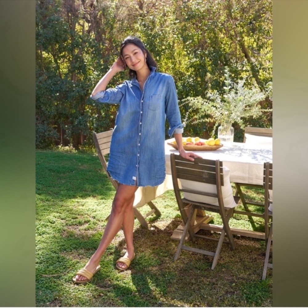 Frank & Eileen Mary Classic Shirtdress Famous Denim Vintage Stonewashed Indigo - Picture 2 of 11